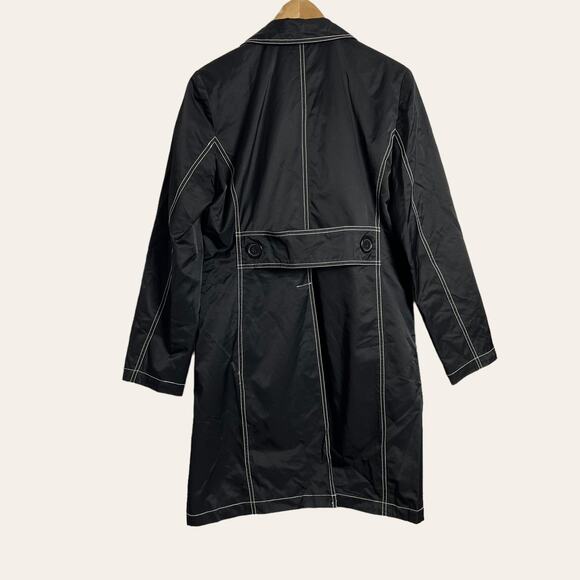 Vintage Dollhouse Black Contrast Stitching Long Coat Size Medium - Picture 6 of 7